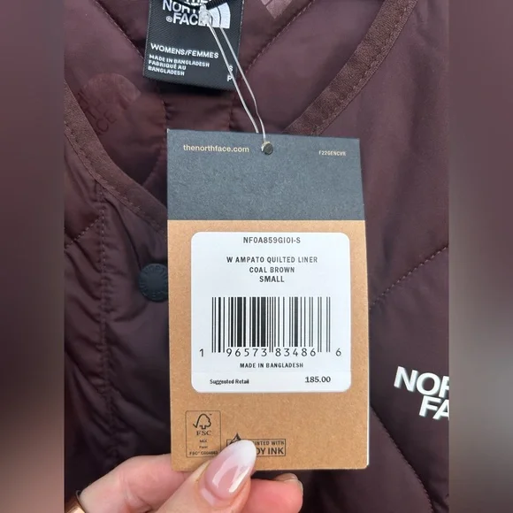The North Face Ampato Quilted liner longline jacket in Coal brown New with Tags! - Picture 7 of 12